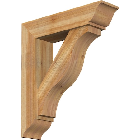 Ekena Millwork Funston Traditional Rough Sawn Bracket w/ Offset Brace, Western Red Cedar, 8"W x 32"D x 36"H BKT0806X32X36FST01RWR